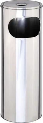 Produktbild von Novaliv Standaschenbecher für draußen Edelstahl Silber 58 cm hoch 21cm Ø 2in1 für Müll- und Zigarettenabfälle outdoor Aschenbecher für draussen stehend Metallsieb Mülleimer mit Aschenbecher Ständer