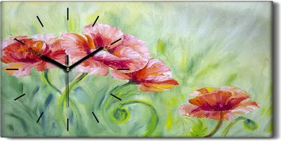 Produktbild von Küche Wohnzimmer Wand Leinwand Uhr 60x30 Gemälde Blumen Pflanzen Kunst - schwarze Hände