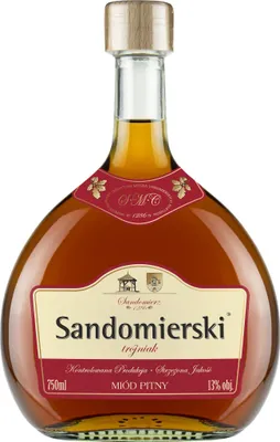 Produktbild von Sandomierski Letni Trójniak-Honig (Drittel) 0,75L | Met Honigwein Metwein Honigmet | 750 ml | 13% Alkohol | Polnische Produktion | Geschenkidee | 18+