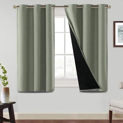 Immagine prodotto di Set completo di tende oscuranti Unyqoos®, 2 pezzi, dimensioni 137x117 cm ciascuna, tessuto triplo con retro nero – isolanti e oscuranti, ideali per camere da letto e soggiorni