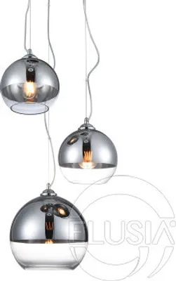 Produktbild von Iris Runde Pendelleuchte Chrom, 3-flammig, Ø 40 cm, 120 cm Höhe, E27 Fassung