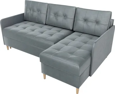 Produktbild von BroMARKT Ecksofa mit Schlaffunktion und Bettkasten Fado Grau Samtstoff Rechts