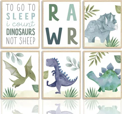 Immagine prodotto di Dazzlewall dinosauro acquerello decorazione murale 20x25 cm set di 6