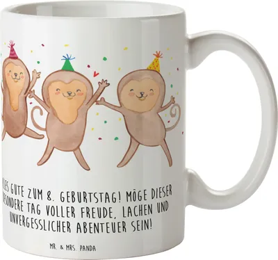 Produktbild von Mr. & Mrs. Panda Becher 8. Geburtstag Abenteuer - Weiß - Geschenk, Geburtstagsgeschenk, Kaffeetasse, Kindergeburtstag, feiern, Teetasse, Kaffeebecher, Pott, bedruckt