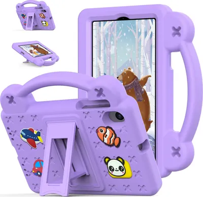 Produktbild von Schutzhülle für Onn 7" Tablet 2024 (Model 100135924) Niedliche Hülle für Kinder, Stoßfest mit Griff und Ständer Lila