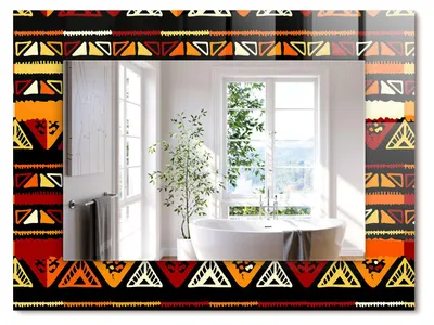 Produktbild von Farbiges ethnisches Muster – Rechteckiger Spiegel mit Druck 80x60 cm – Modern - Dekorativ für die Wand