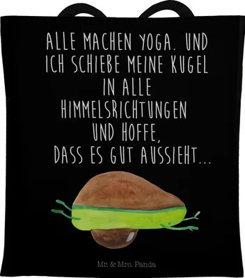 Produktbild von Mr. & Mrs. Panda Schultasche Avocado Yoga - Schwarz - Geschenk, Shopping Tasche, Bauch, Stoffbeutel, Tote Bag, Unsportlich, Haha, Humor, Jutetasche, Hilfe, Tragetasche