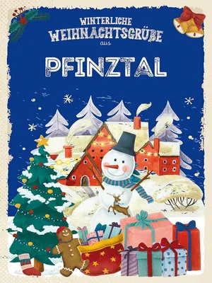 Produktbild von vianmo Holzschild 40x30 cm Weihnachtsgrüße PFINZTAL
