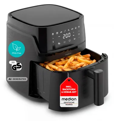 Produktbild von MEDION P15 XL M Airfryer Heißluftfritteuse XXL 7,2 Liter - PFAS-frei
