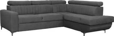 Produktbild von Ecksofa mit Schlaffunktion und Bettkasten | Couch für Wohnzimmer, Schlafsofa Sofagarnitur Sofa Eckcouch L-Form Wohnlandschaft mit Bettfunktion - BESTE (Dunkelgrau  Monolith 95, rechts)