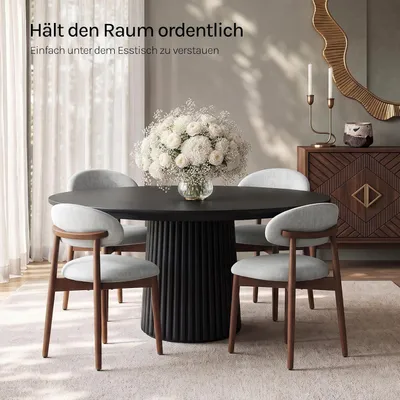 Produktbild von WOLTU Esszimmerstühle Polsterstuhl, Massivholzbeine, Ergonomische Lehne, Chenille-Stoff, Grau : 4 Stückzahl: 4