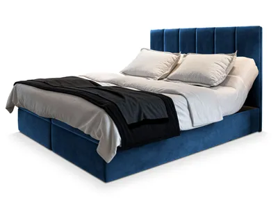 Produktbild von Masseno Boxspringbett BARINO 140x200 cm Komplett-Set mit Bonell Matratze und Topper, Polsterbett mit Bettkästen -Blau, KRONOS 09