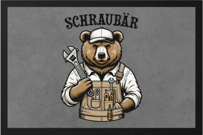 Produktbild von Schraubär Bär Handwerker Fußmatte Vatertag KFZ Mechaniker Tischler Hausmeister