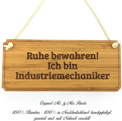 Produktbild von Mr. & Mrs. Panda Wegweiser Industriemechaniker - Geschenk, Schild, Hinweisschild, Landhaus, Türschild, Geschenkidee, Shabby, Graviert, Infotafel, Firmenschild, Beruf
