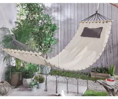 Produktbild von Gardenic Boho Hängematte Liege 191x77 cm Braun 100kg