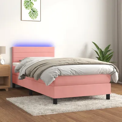 Produktbild von The Living Store Boxspringbett mit Matratze & LED Rosa 80x200 cm Samt