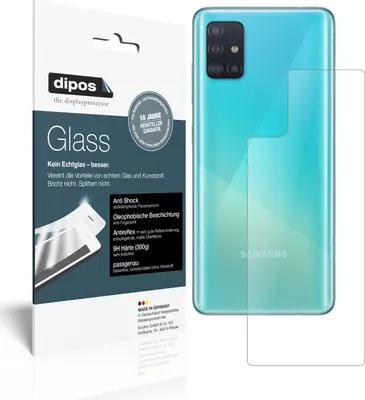 Produktbild von 1x Schutzfolie für Samsung Galaxy A71 Rückseite matt - Anti-Shock 9H Folie dipos Glass Kunststoffglas