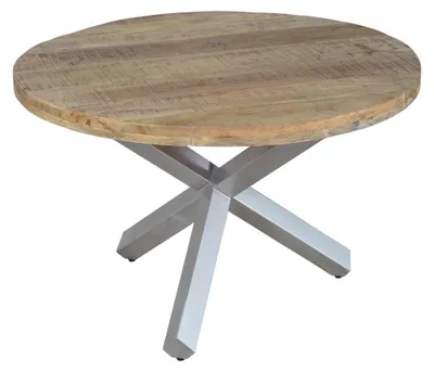 Produktbild von Esszimmertisch rund 130 cm Mangoholz Natur Silber RUNIS