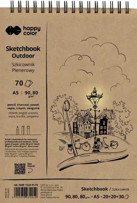 Image de Carnet de croquis à spirale A5/80 feuilles pour le plein air HAPPY COLOR - GDD