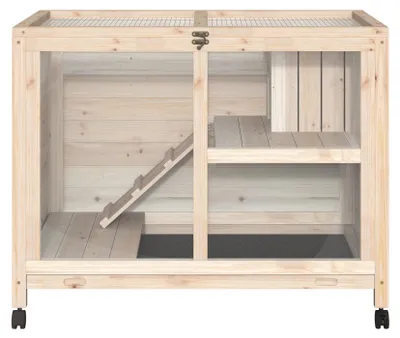 Image de Cage pour lapin, construction en bois, dimensions : 36" x 18" x 30", plusieurs niveaux, montage facile, couvercle ouvrable