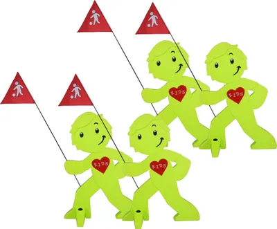 Produktbild von StreetBuddy - Warnfigur, Warnaufsteller, Warnschild Kindersicherheit Mehrfachset (Grün, 4er Pack)