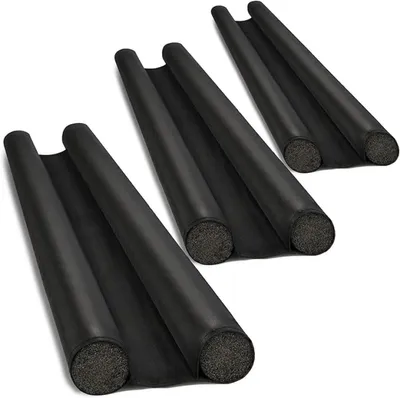 Productafbeelding van PromoHome® 3 stuks tochtstopper voor deuren - zwart/grijs - 86 cm - tochtstrip voor deurbodem - tochtstopper onder de deur - tochtisolatie