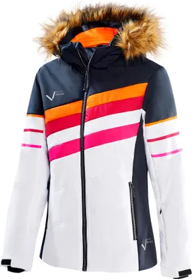 Produktbild von BLACK CREVICE - Damen Skijacke - Kunstpelzbesatz - 8000mm Wassersäule | Farbe: Schwarz/Weiß | Größe: 36
