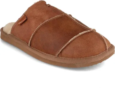 Image de SHEPHERD, chaussons d'intérieur en peau de mouton pour hommes, modèle Allan, couleur cognac, taille 42