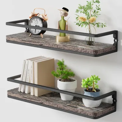 Produktbild von Wandregal 42 cm, Holz und Metall, für Schlafzimmer