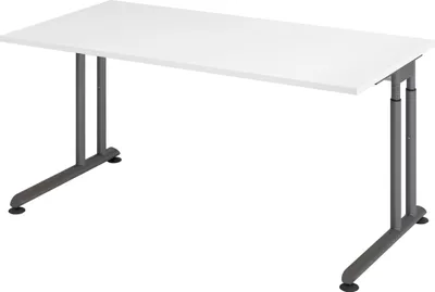 Produktbild von bümö Schreibtisch Serie-Z - Nachbildung: Weiß, Größe:  160 x 80 cm, Gestell: Graphit