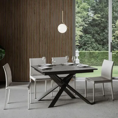 Produktbild von ITAMOBY - Ausziehtisch 120/180x90 cm Ganty Effekt anthrazit gespachtelt mit Kante in Anthrazit Gestell und Füße Anthrazit