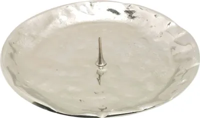 Produktbild von Kerzenteller mit Dorn Ø 9cm Messing Vernickelt Glänzend Kerzenuntersetzer Teller