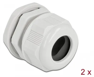 Produktbild von DeLOCK Kabelverschraubung PG21 für Flachkabel grau 2 Stück, Grau, Kunststoff, 2 Stück(e), PG21, 1,5 cm, IP68
