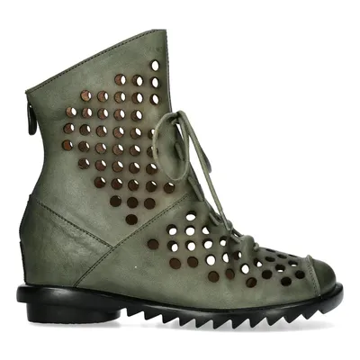 Produktbild von LAURA VITA Barfuß Lederstiefelette Cyrielle 11 kaki grau grün mit Cutouts Reissverschluss hinten bequeme Weite G Grösse 42 EU