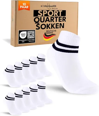 Produktbild von Sportsocken 10 Paar, Quarter, atmungsaktive Baumwolle, rutschfest, für Sport