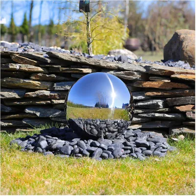 Produktbild von CLGarden Edelstahlkugel 38cm für Springbrunnen Garten Edelstahl aufwendig poliert und rostfrei Gartenbrunnen Zierbrunnen für Außen Wasserspiel