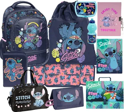 Produktbild von 10tlg Lilo und stitch Schulrucksack set schulranzen Federtasche Turnbeutel Trinkflasche Brotdose Sporttasche Brieftasch STITCH schultasche fur madchen