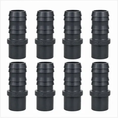Produktbild von HAF 8x PVC Druckschlauchtülle mit 40mm x 40mm | Schlauchtülle x Klebestutzen | Schlauchverbinder aus grauem PVC-U | PN16 für Pool und Teich