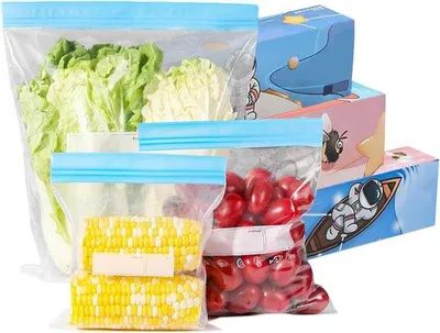 Image de 70 sachets alimentaires soudés, résistants au gel, transparents, avec fermeture à glissière