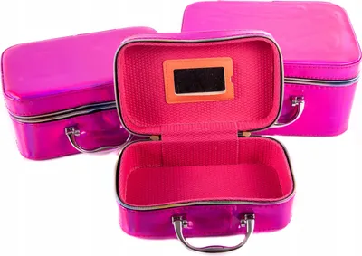 Produktbild von Kosmetikkoffer Rosa 3er Set Schminkkoffer Reise Organizer Beauty Case Spiegel Mädchen