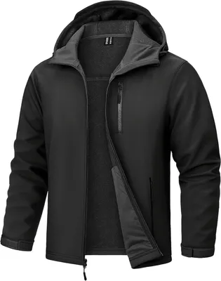 Produktbild von Herren Softshelljacke Wasserdicht Atmungsaktiv Warm Schwarz 2XL