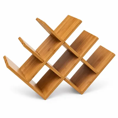 Produktbild von Weinregal Bambus für 8 Flaschen – Freistehender Flaschenhalter – 46,5 x 32 x 16,5 cm – Natur Braun, KI-generiertes Bild