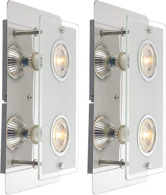 Produktbild von 2er Set LED Wandleuchte, 2 Flammig, Glas, Chrom, H 16cm