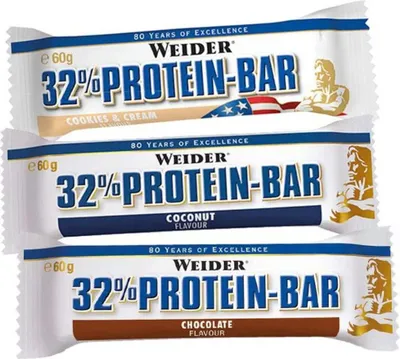 Produktbild von Weider 32% Protein Bar (12x60g) Cookies & Cream - Riegel - Protein-Riegel