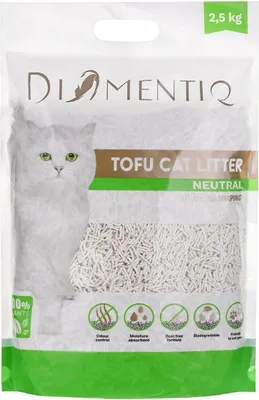 Produktbild von DIAMENTIQ Tofu Neutral Ultra klumpend - Pflanzenstreu - 6 x 2,5 kg