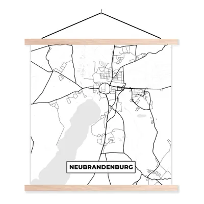 Produktbild von MuchoWow® Textilposter Neubrandenburg - Karte - Lageplan 120x120 cm mit holzfarbenen Rahmen - Textil-Poster