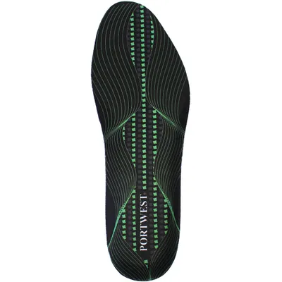Image de Portwest FC82 Semelle intérieure en gel avec soutien métatarsien Black/Green Taille S
