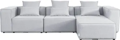 Obrázek produktu pro HOME DELUXE - Pohovka VERONA - světle šedá, velikost: D - cca 327 x 70 x 207 cm, výška sedu: 46 cm, hloubka sedu: 80 cm, včetně polštářů I Modulární pohovka Modulární rohová pohovka obývací část