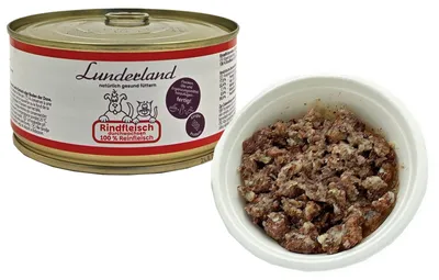 Produktbild von Lunderland Dose Rindfleisch durchwachsen 300g Hundefutter Nassfutter