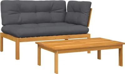 Immagine prodotto di vidaXL Set di divani da giardino a 2 pezzi in pallet con cuscini in legno d'acacia